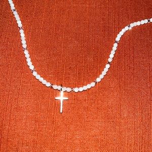 Mother of Pearl and Crystal Baby Chain W/ Cross